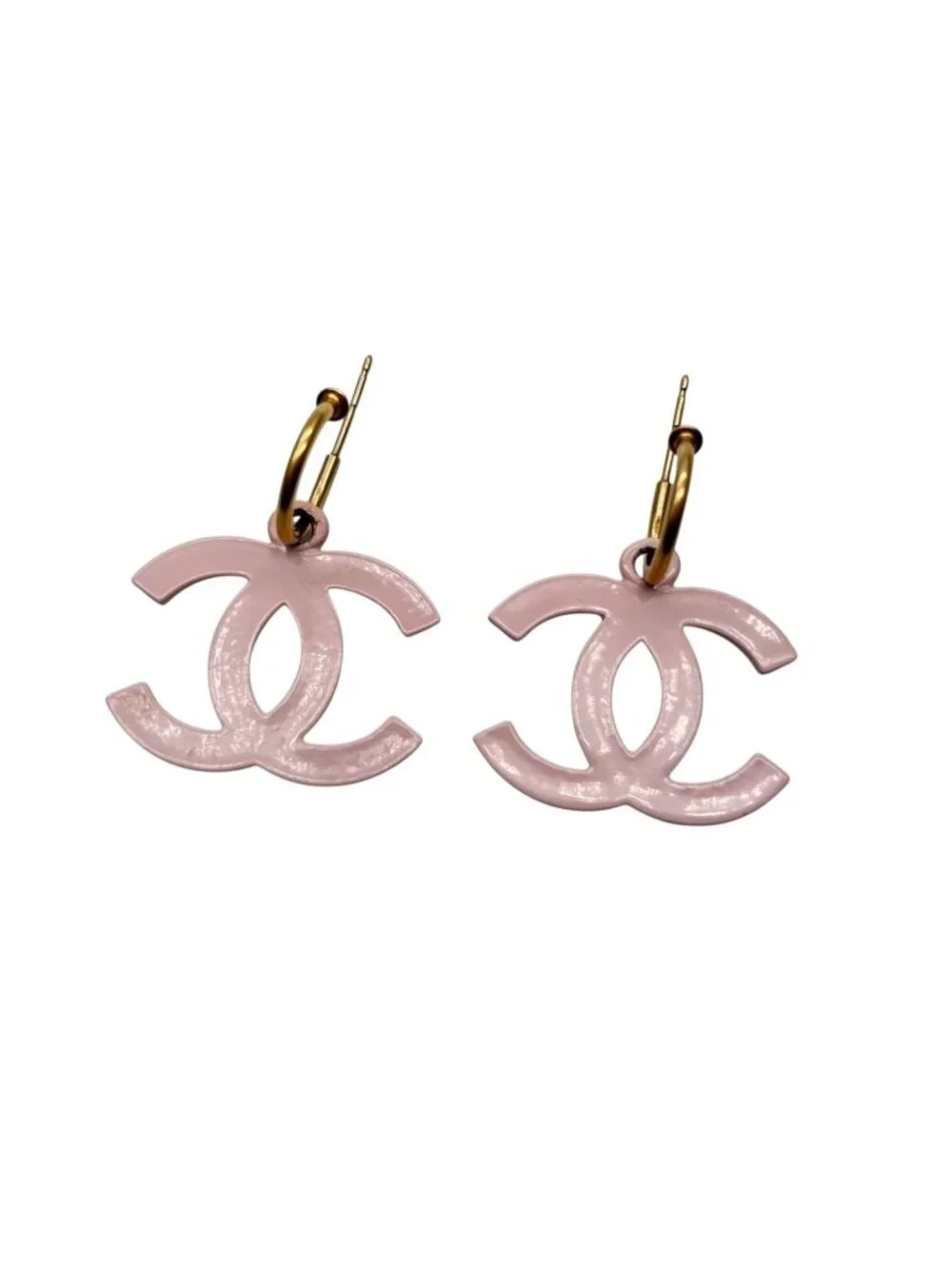 Chanel CC Logo Swing Hook Earrings 03 Pink Gold